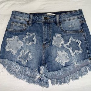 High rise Star denim shorts